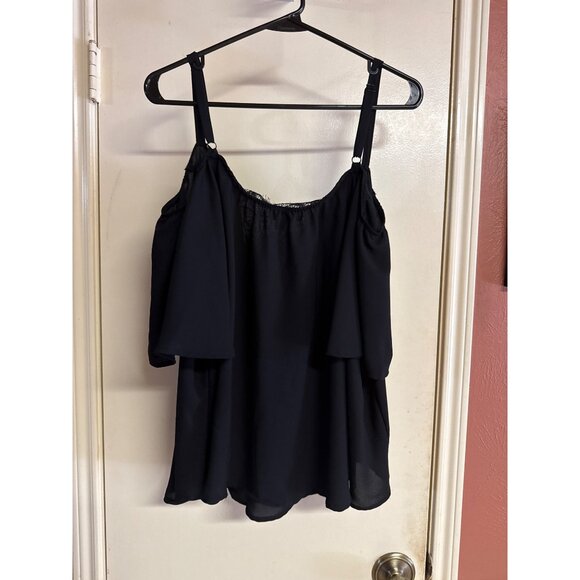 Torrid Womens Cold Shoulder Black Lace Top Size L - Picture 6 of 9